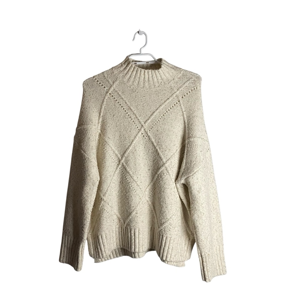 APRICOT Women's Cream Patterned Turtleneck Cozy Knit Sweater